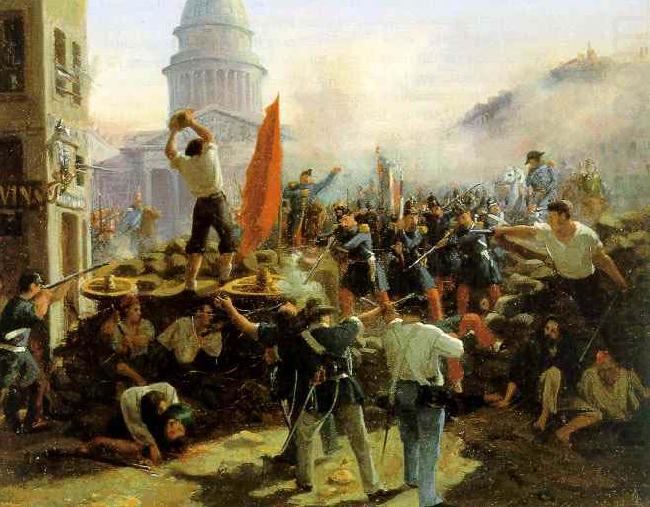 Horace Vernet Painting of a barricade on Rue Soufflot china oil painting image